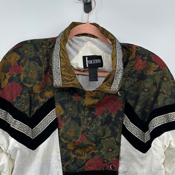 VTG 80s/90s Boho Indications Floral Gold&Cream Oversided Windbreaker Jacket SzM - Picture 4 of 16